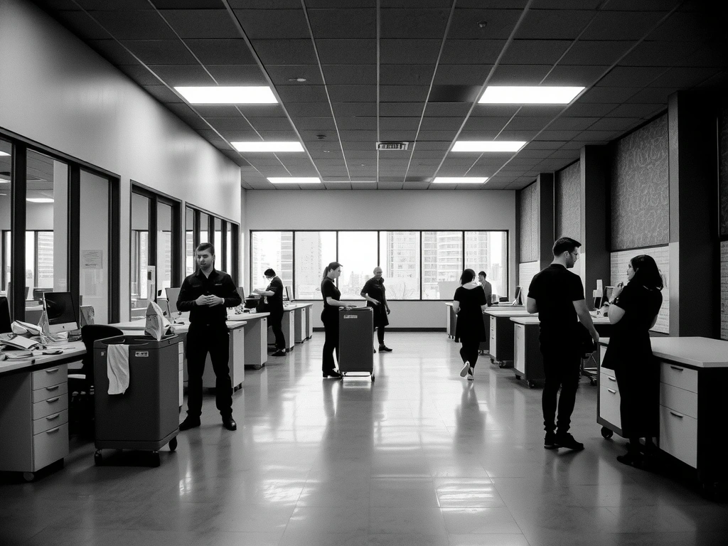 Operación nocturna en oficina